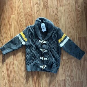 GAP Charcoal Sweater with Yellow and Cream Details